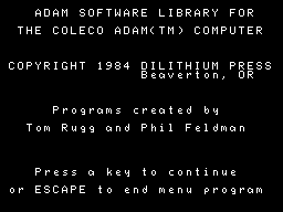 32 Basic Programs for The ADAM/Coleco Home Software Screenshot 1