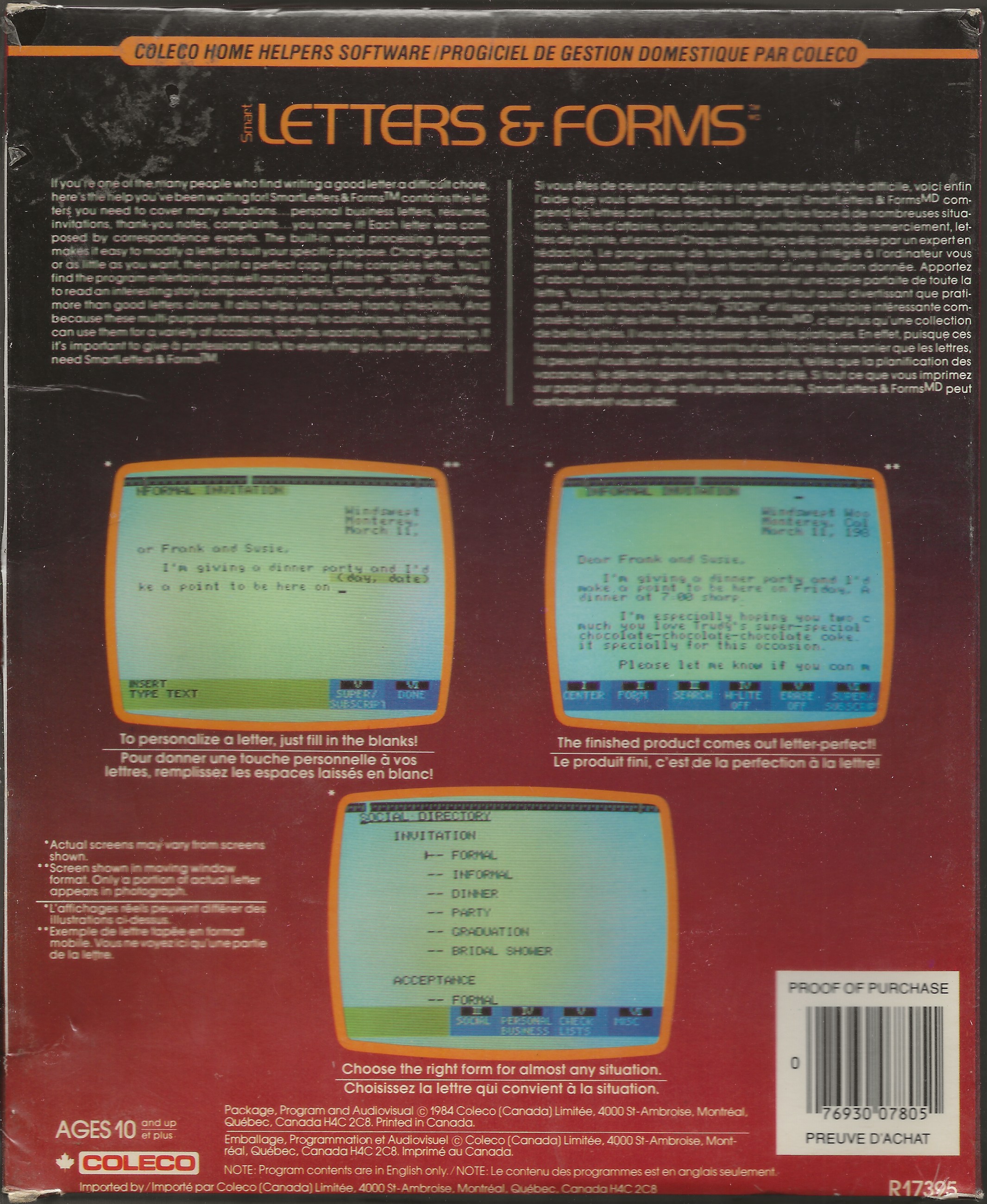 Smart Letters & Forms Canada Back