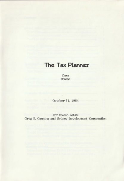 Tax Planner Manual